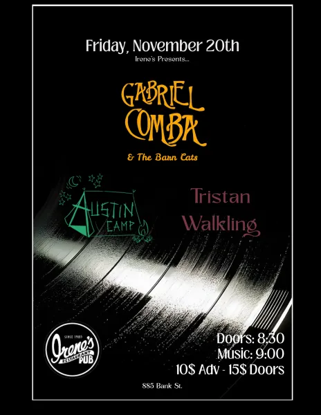 Gabriel Comba & the Barn Cats with Special Guests Austin Camp & Tristan Walking
