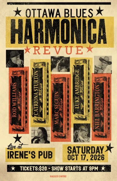 Ottawa Blues Harmonica Revue - An Evening of Blues Harmonica Featuring: Luke Ambridge, Niel Barrington, Marc Seguin, Catriona Sturton and Rod Williams