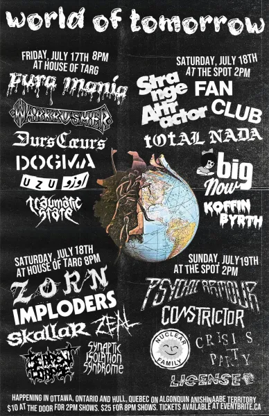 WORLD OF TOMORROW Nite 1 - PURA MANíA + Warkrusher + Durs Coeurs + Dogma + Uzu + Traumatic State